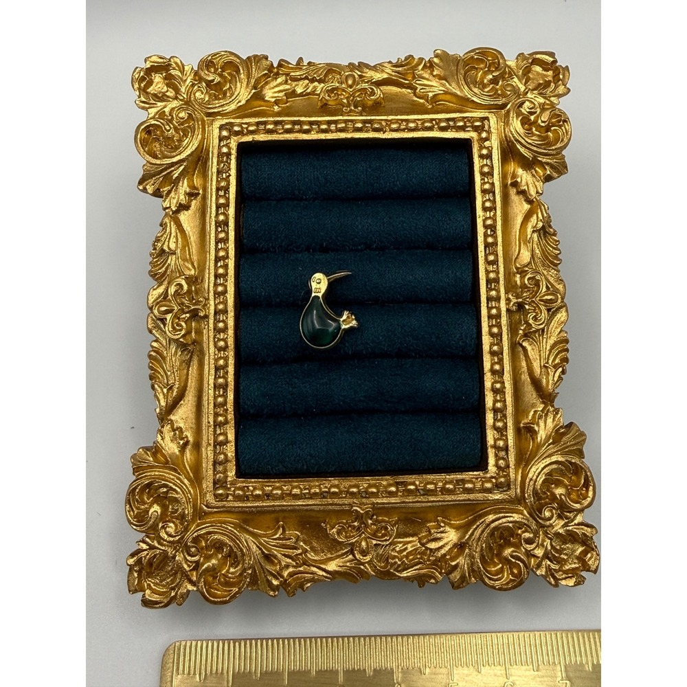 Kiwi Bird Tie Pin Gold Green Enamel Animal Nature Dainty Whimsical Cute
